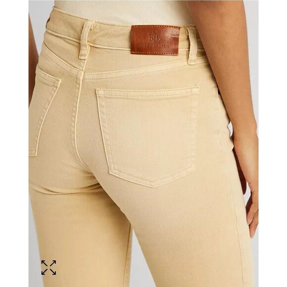Lauren Ralph Lauren Women Mid-Rise Straight Leg Jeans Beige stretch size 10 - Picture 3 of 9